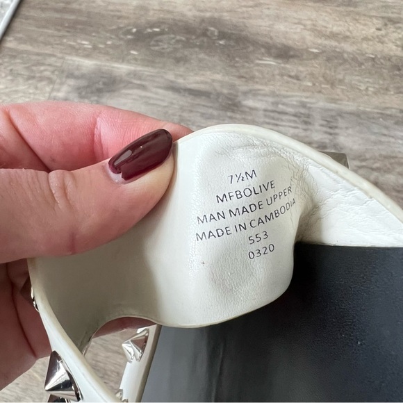 Marc Fisher Mfbolive White Studded Two Strap Slide Sandals - Picture 4 of 5